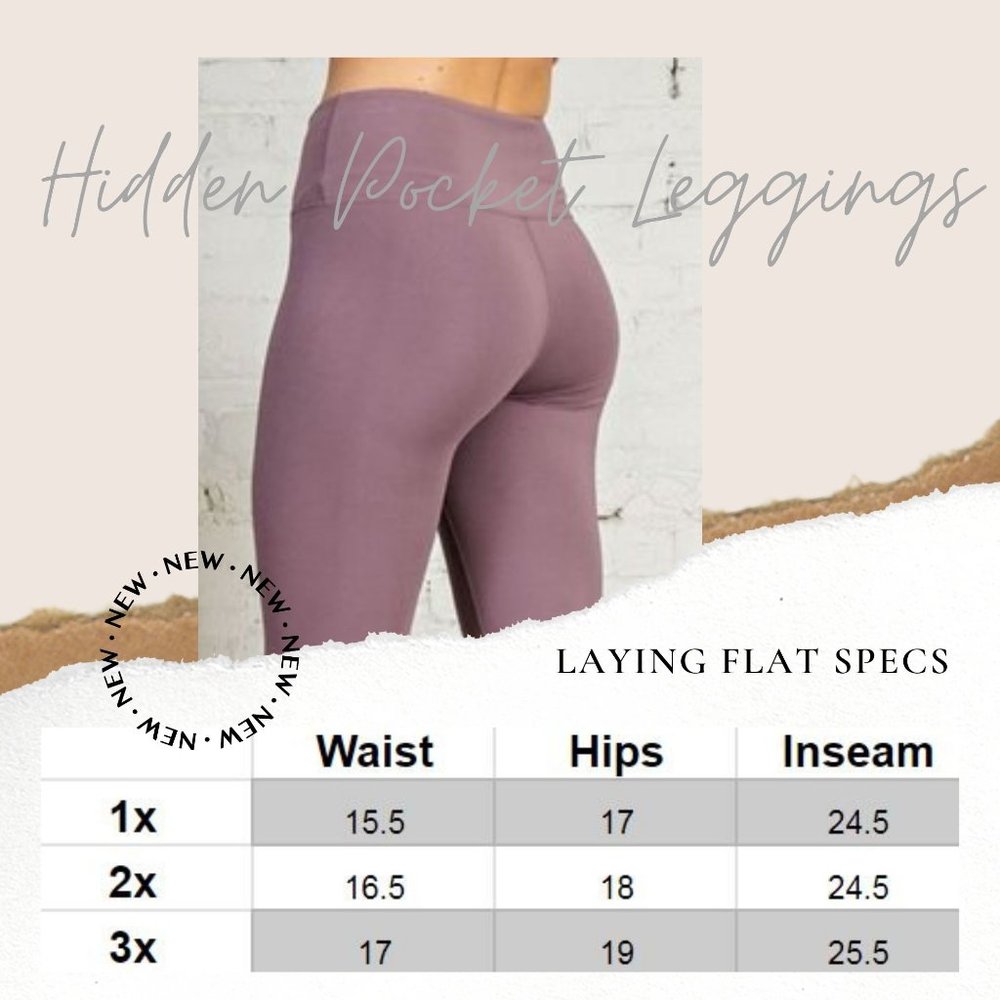 Plus Leggings w/Hidden Pocket 1X-3X S103 Black - Picture 2 of 2